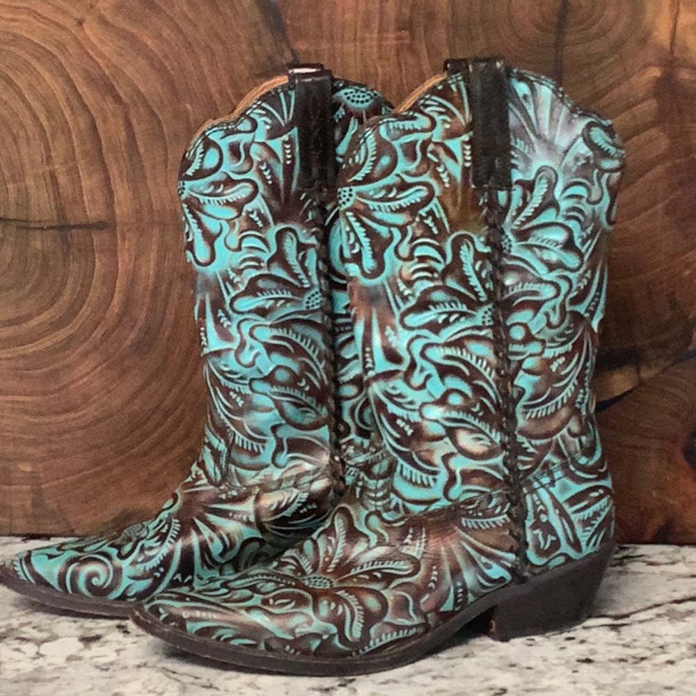 Patricia Nash turquoise and chocolate Heeled Boots - Picture 6 of 7